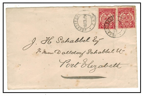 TRANSVAAL - 1894 2d rate local cover used at JOHANNESBURG.