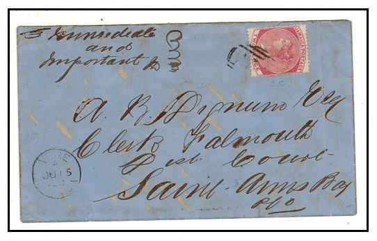 JAMAICA - 1864 2d rate local cover used at VERE.