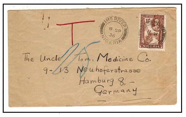 NIGERIA - 1936 1 1/2d rate cover to Germany used at IMO RIVER.