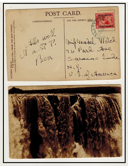 BECHUANALAND - 1923 1d rate postcard use to USA used at PALAPYE ROAD.
