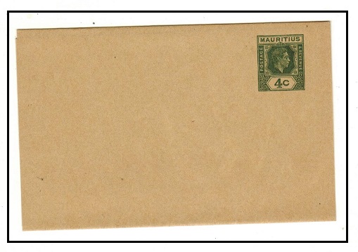 MAURITIUS - 1938 4c dark green postal stationery wrapper unused.  H&G 7.