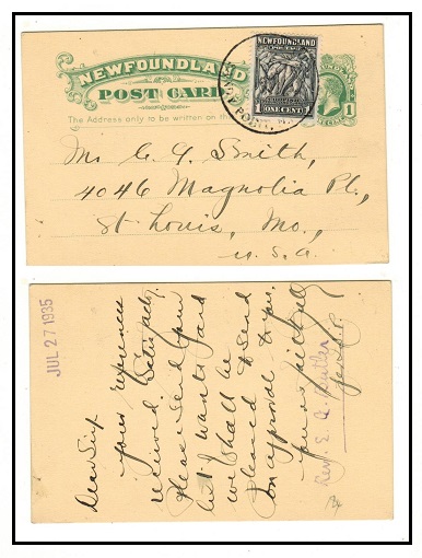 NEWFOUNDLAND - 1915 1c green uprated PSC used at SANDY POINT.  H&G 12.