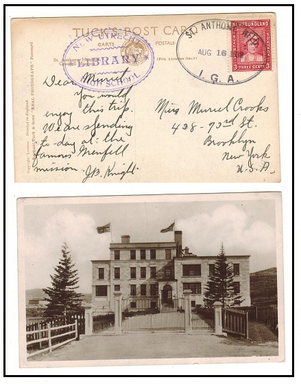 NEWFOUNDLAND - 1938 3c rate postcard use to USA cancelled ST.ANTHONY/I.G.A.