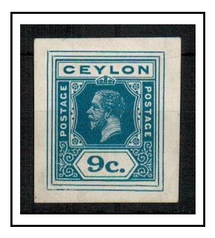 CEYLON - 1915 9c IMPERFORATE COLOUR TRIAL for the postal stationery envelopes printed in
dull blue 