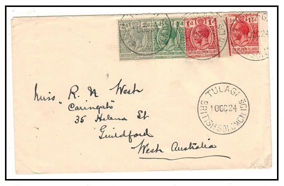 SOLOMON ISLANDS - 1924 multi franked cover to Australia used at TULAGI.
