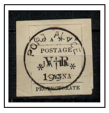 UGANDA - 1896 1a black on piece tied PORT ALICE.  SG 54.