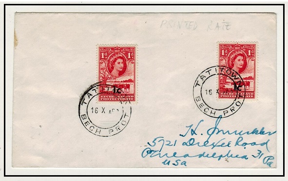 BECHUANALAND - 1963 2c rate surcharge cover to USA used at TATI TOWN.