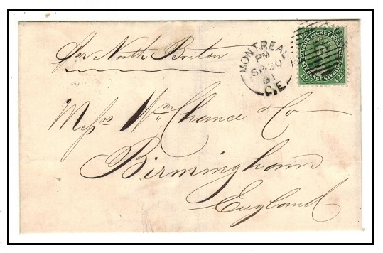CANADA - 1861 12 1/2c rate cover to UK used at MONTREAL.