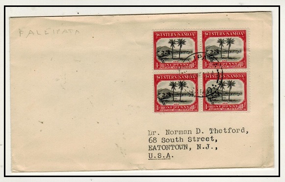 SAMOA - 1952 4d rate cover to USA used at ALEIPATA.