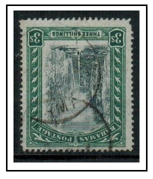 BAHAMAS - 1901 3/- black and green fine used with INVERTED AND REVERSED watermark.  SG 61y.