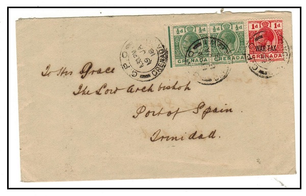 GRENADA - 1918 1d rate inter-island cover to Trinidad with 1d 