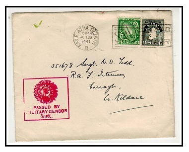 IRELAND - 1941 2 1/2d rate local cover with red PASSED BY/MILITARY CENSOR/EIRE h/s applied.