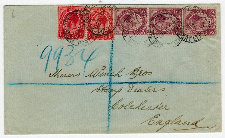 SOUTH AFRICA - 1925 registered cover to UK from PORT ELIZABETH.