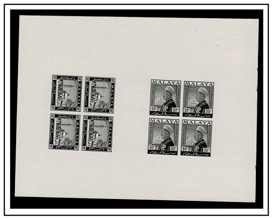 MALAYA - 1933 50c SURVEY DEPARTMENT ESSAY sheetlet of 8 of 