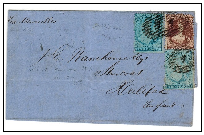 NEW ZEALAND - 1866 10d rate 