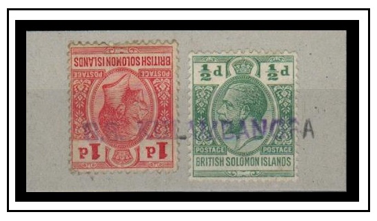 SOLOMON ISLANDS - 1920 (circa) piece with 1/2d and 1d making up 