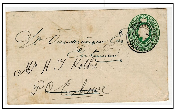 ZULULAND - 1902 1d green PSE used locally at ESHOWE during the Natal period.