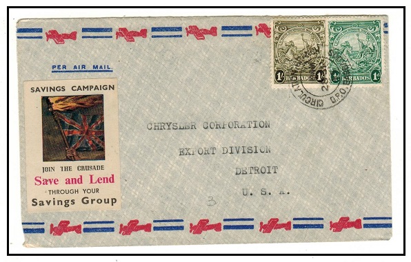BARBADOS - 1945 1/1d rate cover to USA with 