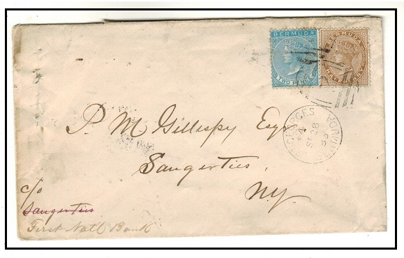 BERMUDA - 1883 2 1/2d rate cover with original letter to USA used at ST.GEORGES.