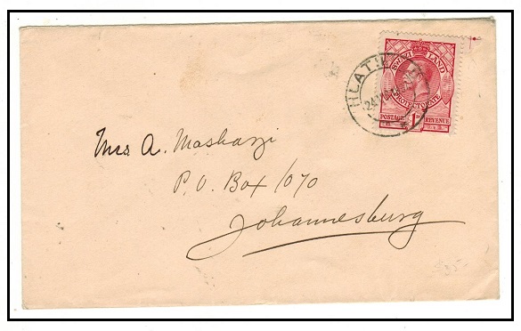 SWAZILAND - 1937 1d rate cover to Johannesburg used at HLATIKULU.