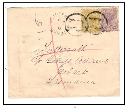 VICTORIA - 1901 5d rate registered cover to Tasmania used at BENDIGO.