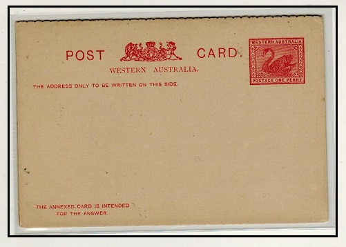 WESTERN AUSTRALIA - 1902 1d+1d orange red PSRC unused.  H&G 7.