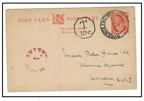 SOUTH AFRICA - 1930 1d red PSC to UK used at DYNAMITE FACTORY.