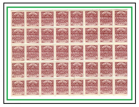SAMOA - 1877 2/- red-brown reprinted EXPRESS sheet of 40.