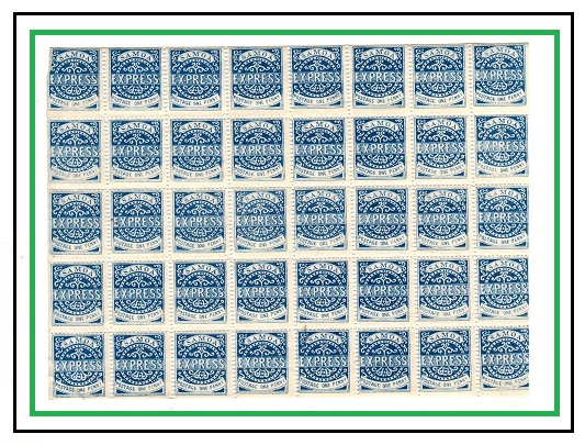 SAMOA - 1877 1d blue reprinted EXPRESS sheet of 40.