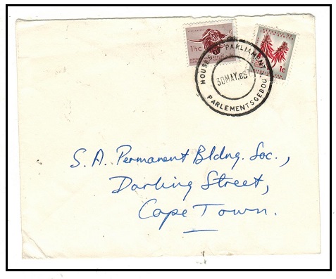 SOUTH AFRICA - 1965 2 1/2c rate local cover used at HOUSES OF PARLIAMENT.