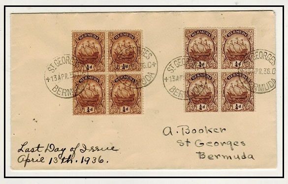 BERMUDA - 1936 1/4d (x8) franked local cover used at ST.GEORGES.