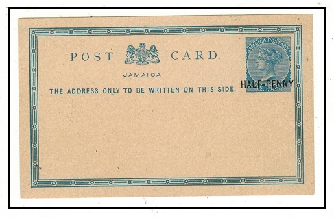 JAMAICA - 1890 1/2d on 1d blue PSC unused.  H&G 15.