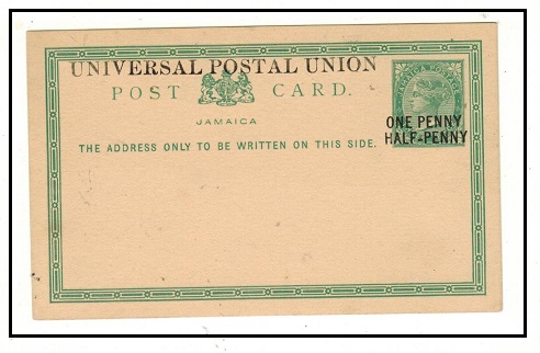 JAMAICA - 1879 1 1/2d on 3d green PSC unused.  H&G 10.