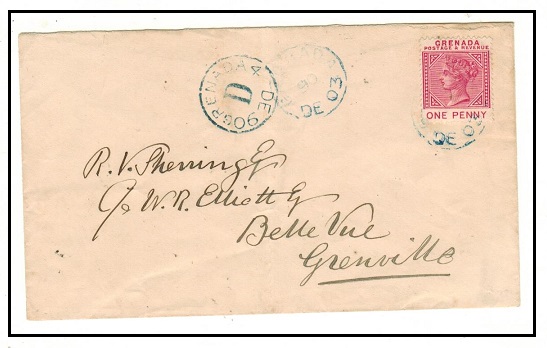 GRENADA - 1890 1d rate local cover.