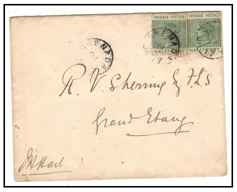 GRENADA - 1891 1d rate local cover addressed to Grand Etang.