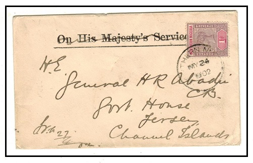NORTHERN NIGERIA - 1902 1d rate cover to Jersey cancelled NORTHERN NIGERIA.