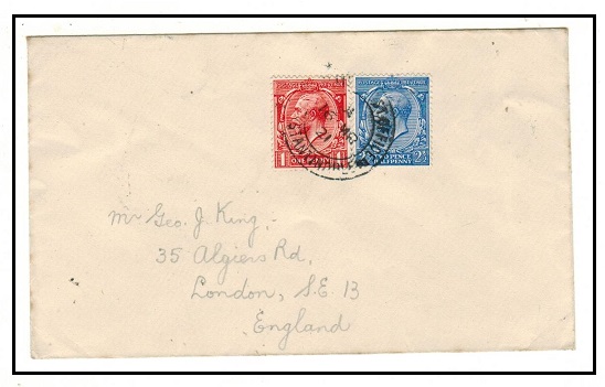 BRITISH LEVANT - 1921 3 1/2d rate (un-overprinted)  on cover to UK used at BPO/CONSTANTINOPLE.