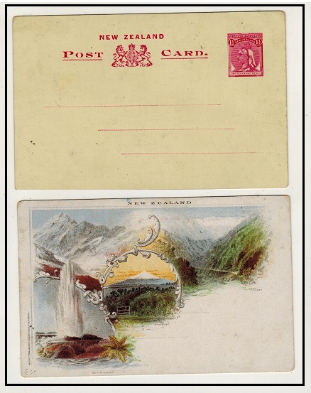 NEW ZEALAND - 1897 1 1/2d red on cream illustrated PSC unused.