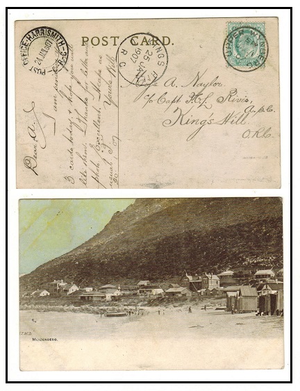 ORANGE RIVER COLONY - 1907 1/2d rate local postcard use from Wynberg with KINGS HILL arrival cds.