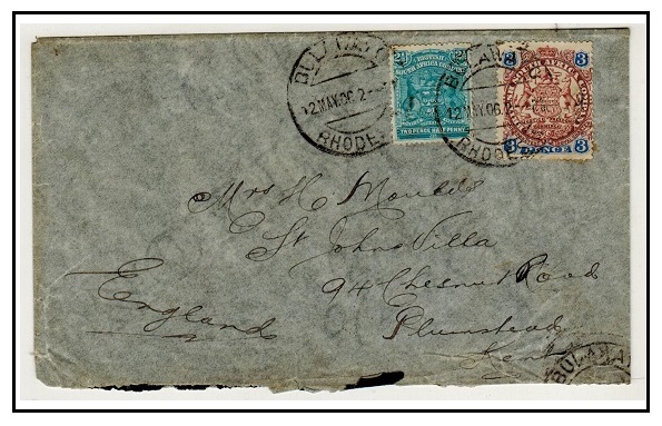 RHODESIA - 1906 5 1/2d rate cover to UK used at BULAWAYO.