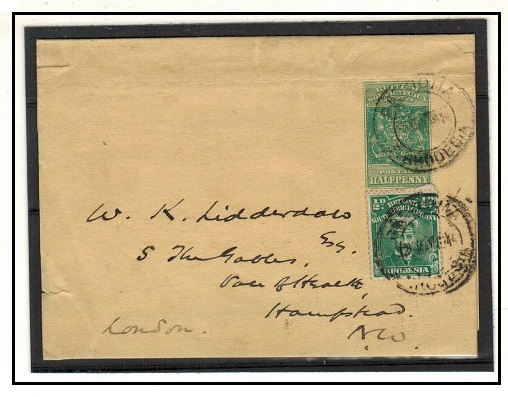 RHODESIA - 1904 1/2d green postal stationery wrapper uprated to UK from GATOOMA. H&G 1.