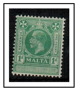 MALTA - 1925 1d green REVENUE fine mint.