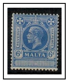 MALTA - 1925 6d blue REVENUE fine mint.
