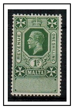 MALTA - 1925 1/- green REVENUE fine mint.