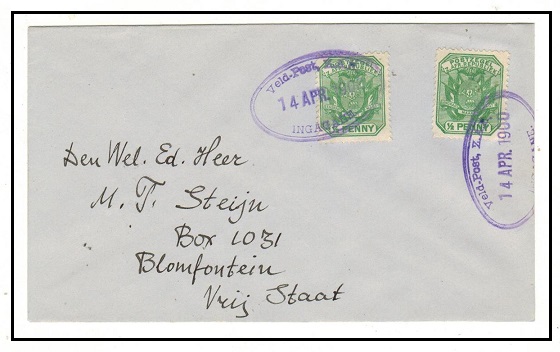 NATAL - 1900 1d rate cover to Bloemfontein used at INGAGANE during the Boer occupation of Natal.