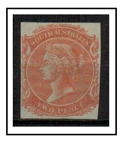 AUSTRALIA (South Australia) - 1868 2d IMPERFORATE COLOUR TRIAL in pale orange red.
