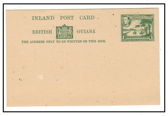 BRITISH GUIANA - 1938 1c green PSC unused.  H&G 11.