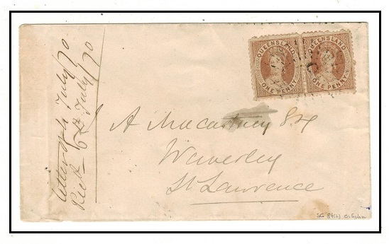 AUSTRALIA (Queensland) - 1870 2d rate local cover to St.Lawrence with NEBO b/s.