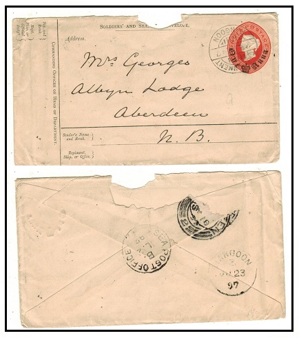 BURMA - 1895 1a on 9d red Indian 