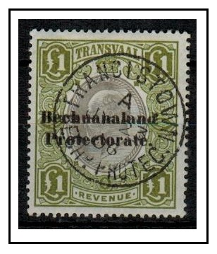 BECHUANALAND - 1904 £1 green and black REVENUE used at FRANCISTOWN/BECHUANALAND.